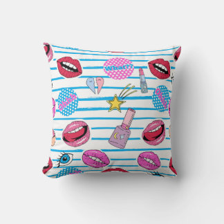Coussin Badges de patchs de dessin animé : pop art.