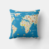 Coussin Badine la carte du monde avec des animaux (Verso)