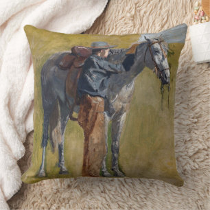 Coussin Badlands américains : Vieux West Cowboy avec cheva