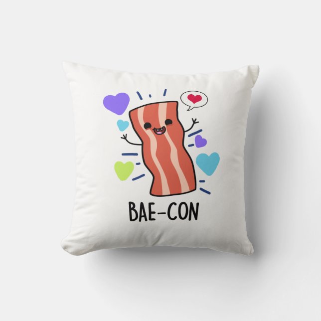 Coussin Bae-con Funny Bacon Pun (Recto)