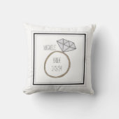 Coussin Bague de date de mariage moderne personnalisée (Recto)