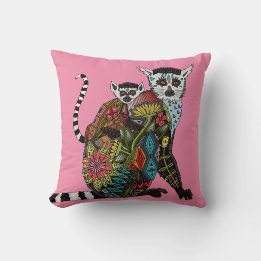 Coussin Bague Queue Lemur Aimer rose (Recto)