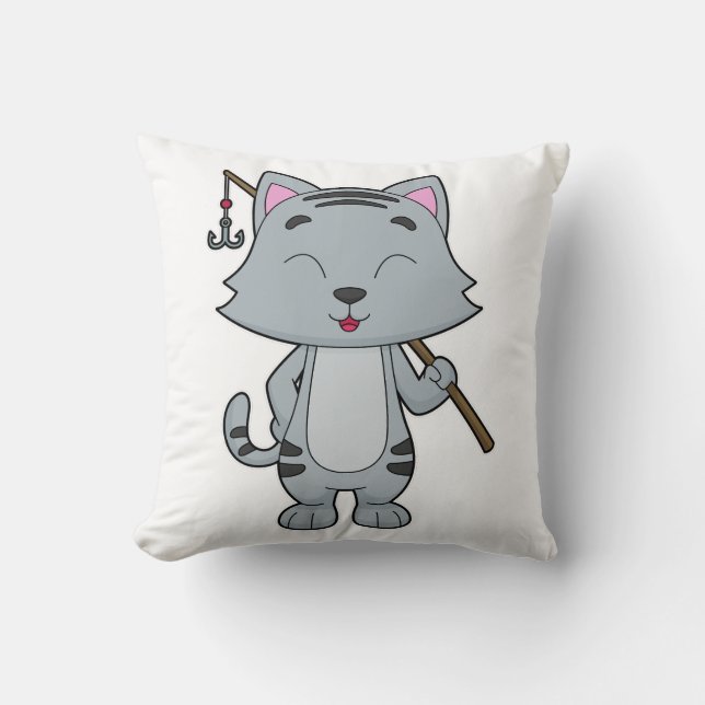 Coussin Baguette de pêche de chat (Recto)