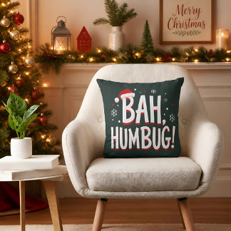 Coussin Bah Humbug Drôle Sarcastique Grincheux Noël Vacanc