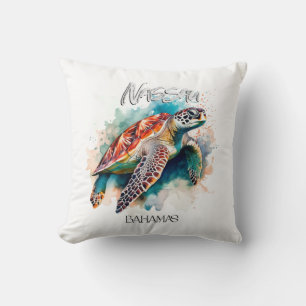 Coussin Bahamas Siège Tortue Drapeau Bahamien Plage Grand