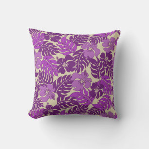 Coussin Baie de Huakini Hawaïen Hibiscus Floral Vintage