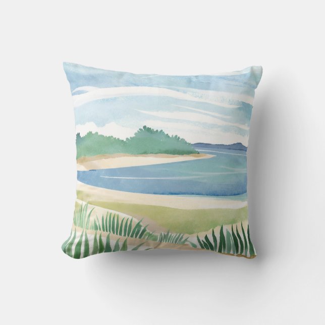 Coussin Baie d'herbe de plage | Mer côtière océanique à l' (Recto)