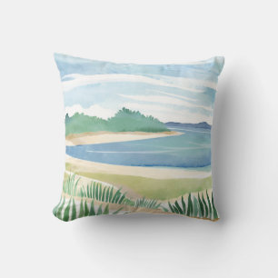 Coussin Baie d'herbe de plage   Océan aquarelle mer côtièr
