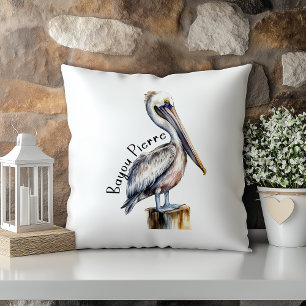 Coussin Baie Pelican Pastel Aquarelle Pierre Louisiane