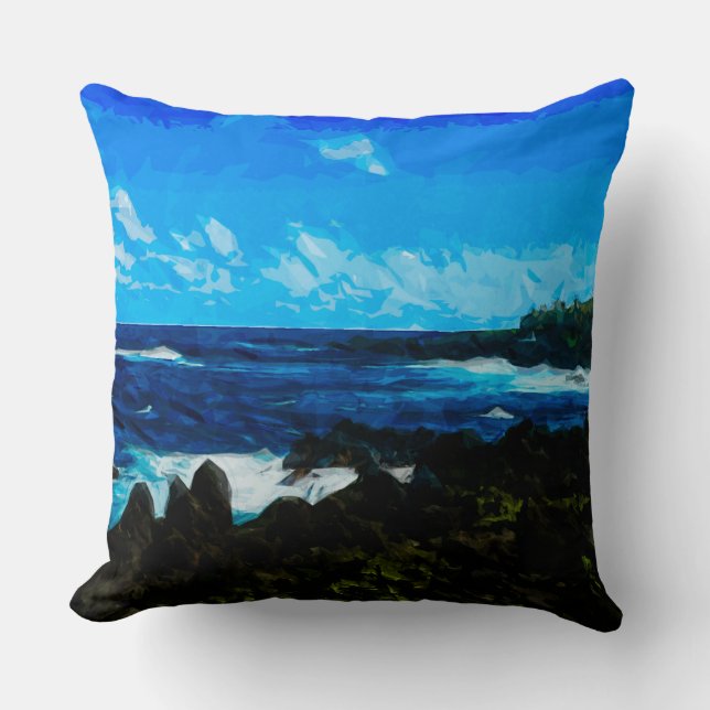 Coussin Baie sur la route vers Hana Maui Abstrait (Recto)