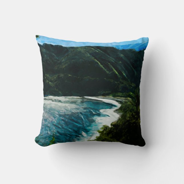 Coussin Baie sur la route vers Hana Maui Hawaii Abstrait (Recto)
