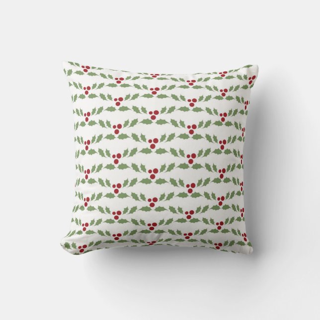 Coussin Baies de houx de Noël (Recto)