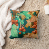 Coussin Baies rouges de viorne feuilles vertes (Couverture)