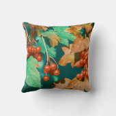 Coussin Baies rouges de viorne feuilles vertes (Verso)