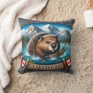 Coussin Baignade de castor au Canada dans le lac Mountain