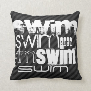 Coussin Baignade ; Gris Noir & Sombre