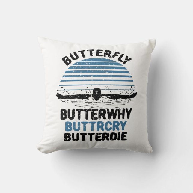 Coussin Baignade - Papillon pourquoi Cadeau de natation (Recto)