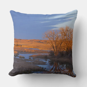 Coussin Baigné dans la lumière du coucher de soleil, la ri