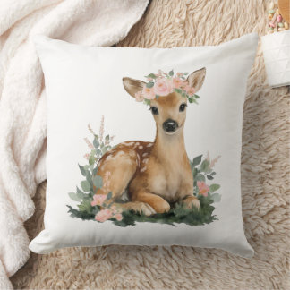 Coussin Baignée de bébé aquarelle Fawn d'été
