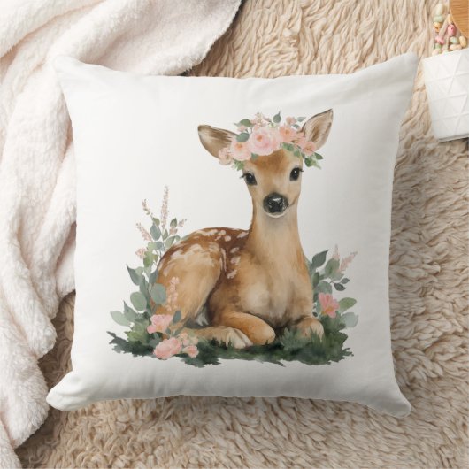 Coussin Baignée de bébé aquarelle Fawn d'été (Couverture)