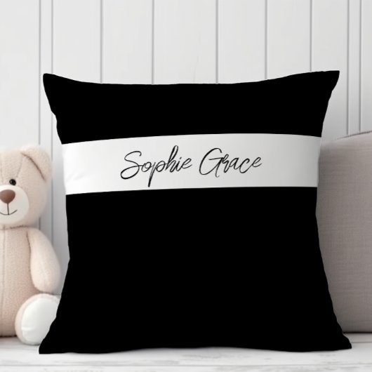 Coussin Bain de bébé à l'écriture simple moderne noire