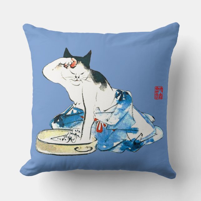 Coussin Bain japonais de chats humoristique II (Recto)