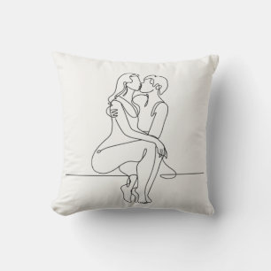 Coussin Baiser Abstrait minimaliste des lesbiennes