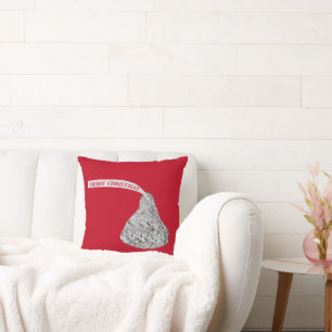 Coussin Baiser de bonbons de Noël sur fond rouge