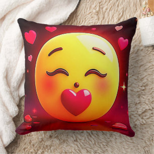 Coussin Baiser Emoji Coeurs soufflants