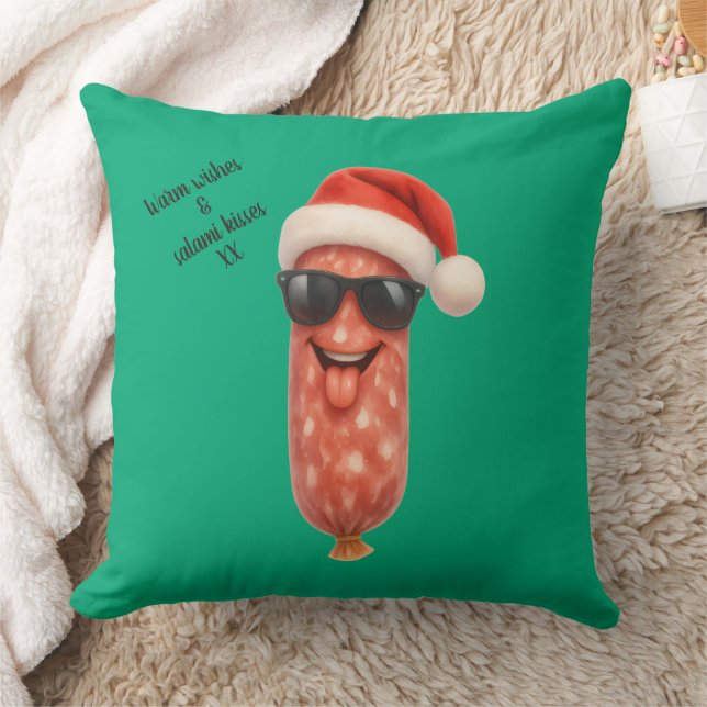 Coussin Baisers drôles de salami de noël (Couverture)