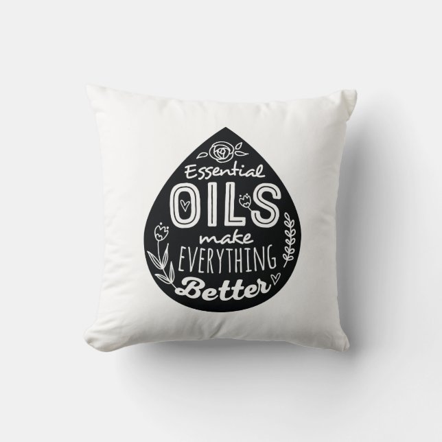 Coussin Baisse d'huile essentielle noire (Recto)