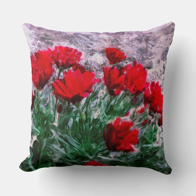 Coussin Baisson Africain Rouge Avec Aquarelle Murale (Recto)