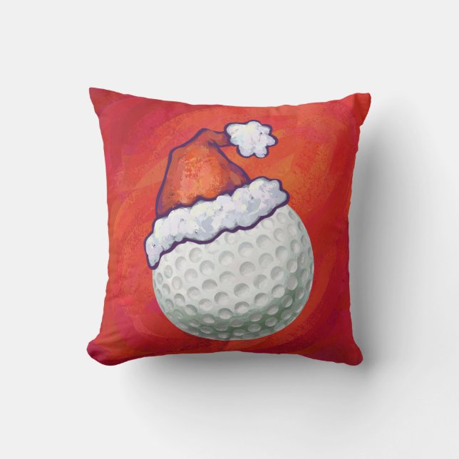 Coussin Bal de golf à Santa Hat sur Red (Recto)