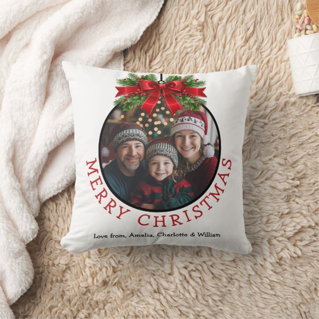 Coussin Bal de Noël Ornement photo blanc (Couverture)