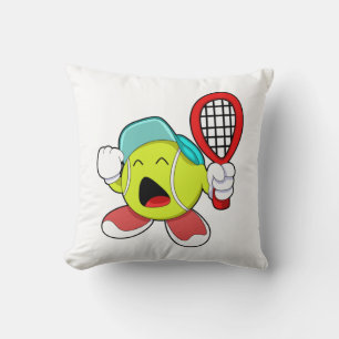 Coussin Bal de tennis avec raquette de tennis