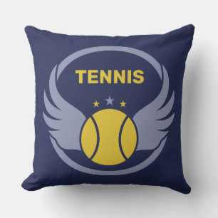 Coussin Bal de tennis en texte personnalisé avec ailes