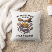 Coussin Balai Cassé Professeur Halloween Citrouille Chapea (Couverture)