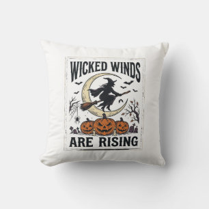 Coussin Balai de sorcière vintage Halloween Citrouille Lun
