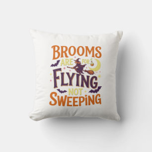 Coussin Balais volants balayant Halloween Sorcière Lune Ch