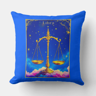 Coussin Balance zodiacale de la Vierge dans un ciel rempli
