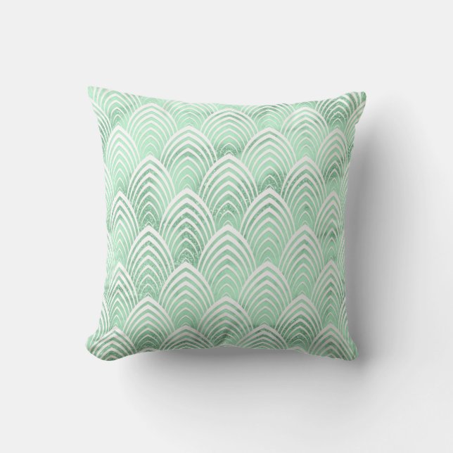Coussin Balances Art déco Marbre de pierre verte à la ment (Recto)