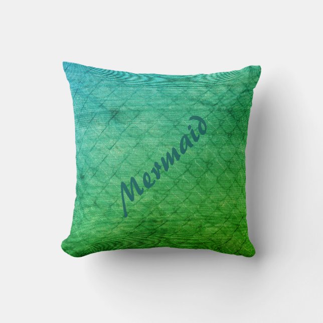 Coussin Balances de sirènes en vert clair et bleu Aqua (Recto)