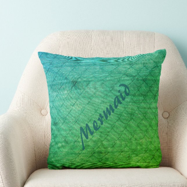 Coussin Balances de sirènes en vert clair et bleu Aqua (Créateur téléchargé)