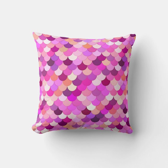 Coussin Balances de sirènes, violet, améthyste et corail (Recto)
