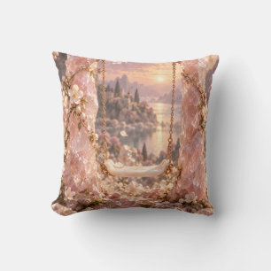 Coussin Balançoire en quartz rose dans un jardin de châtea