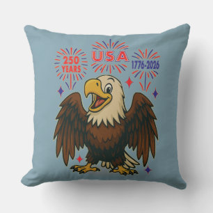 Coussin Bald Eagle avec Fireworks - USA 250 ans 1776-2026