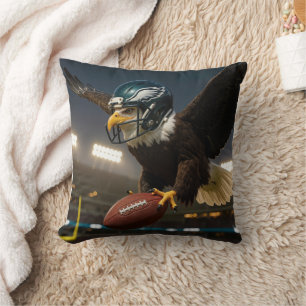 Coussin Bald Eagle avec football et casque au stade