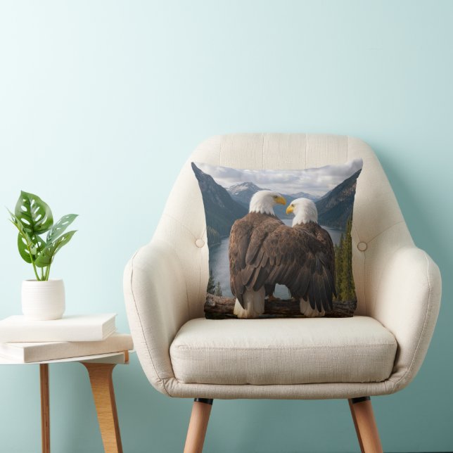 Coussin Bald Eagle Protecting His Mate (Chaise)