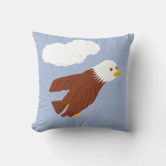 Coussin Bald Eagle Whimsical Cartoon Art (Recto)