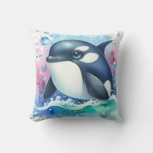 Coussin Baleine à l'aquarelle